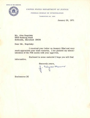 J. Edgar Hoover signed Letter - Autograph